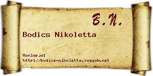 Bodics Nikoletta névjegykártya